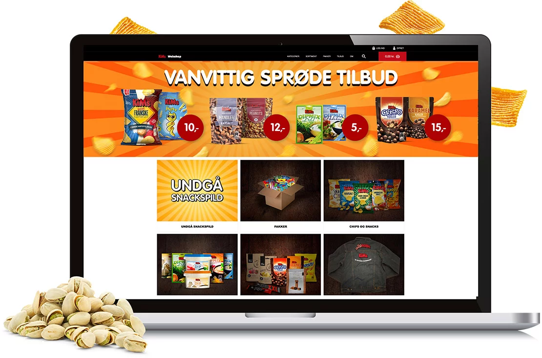 Laptop med KiMs webshop